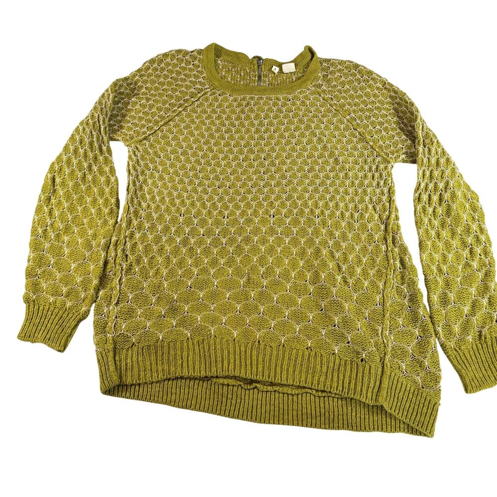 Moth Anthropologie womens sweater green honeycomb open weave. Sz M. boho, whimsy